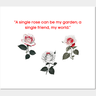 Red Flowers floral roses quote line art Posters and Art